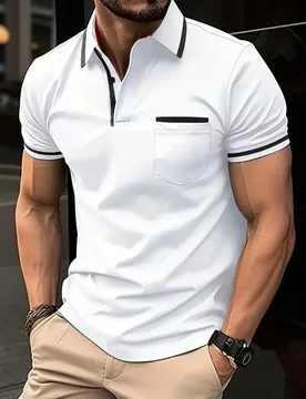 Men's Fashion Contrast Stripes Collared Polo Shirt - Suitable for both business occasions and casual golf wear in street style - Aliexpress - FashionsVida