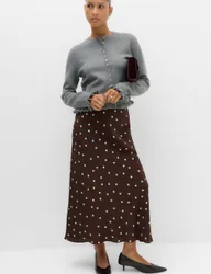 Polka Dot Maxi Slip Skirt Chocolate Mix female