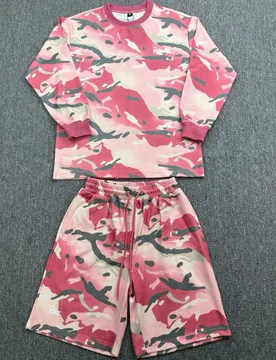 Patta Summer Camouflage Long-Sleeved T-shirt Loose Straight Five-Piece Pants Spring Waffle-Style Sporty Casual Set - Aliexpress - FashionsVida