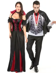 Vampir-Kostüm für Paare schwarz-rot - female
