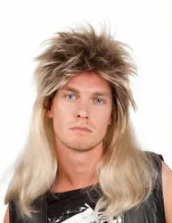 Glam-Rock-Perücke 80er-Herrenperücke lang blond