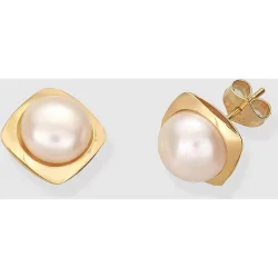 Pendientes de oro y perla blanca