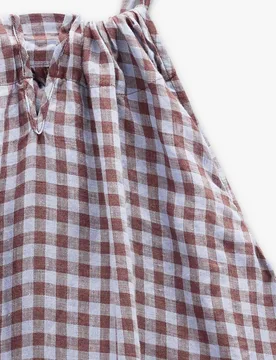 Vestido midi 100% lino con estampado vichy - Parfois - FashionsVida