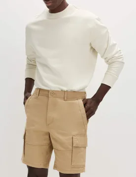 Straight Fit Stretch Cargo Short Toffee male - M&S - FashionsVida