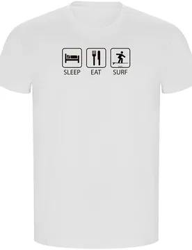 T-shirt à Manches Courtes Surf Sleep Eat And Surf Eco White L - Kruskis - FashionsVida
