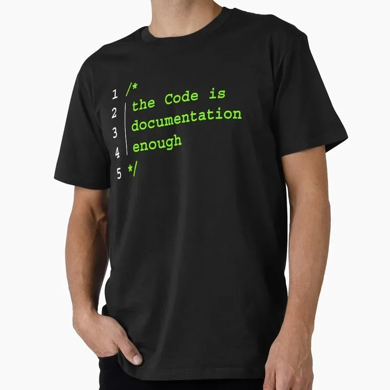 THE CODE IS DOCUMENTATION ENOUGH Short Sleeve Graphic T‑Shirt for Programmer Software Engineers Geek IT Developer Gift Tees - Aliexpress - FashionsVida