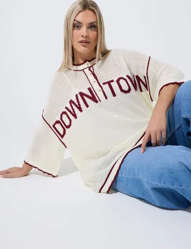 Women's 'Downtown' Knitted Top in Cream Size: 22-24 - Cream - Size: 22-24 - Yours - FashionsVida
