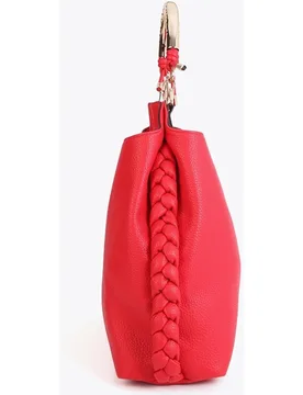 Bolso shopper con asa metálica troquelada y detalle trenzado en los laterales - Lola Casademunt - FashionsVida