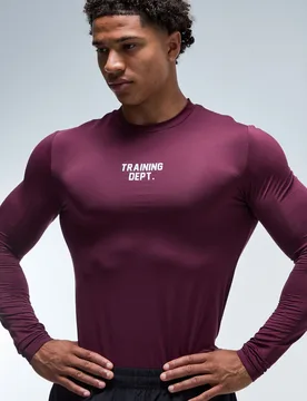 Mens Training Dept Muscle Fit Long Sleeve T-Shirt - Purple - Size Small - boohooMAN - FashionsVida