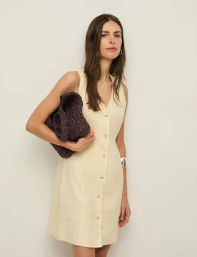 Vestido corto de lino sin mangas - Yerse - FashionsVida