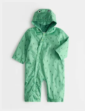 Hooded Frog Puddlesuit (0-3 Yrs) Green Mix unisex - M&S - FashionsVida