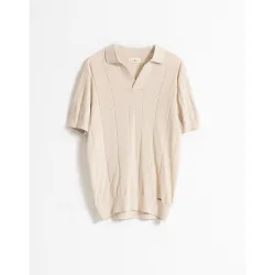 Polo de punto canalé algodón manga corta de hombre