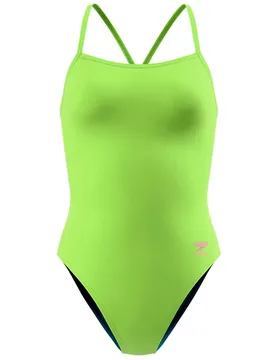 Solid V-back 2.0 Swimsuit Citrus Green 28 Women - Speedo - FashionsVida