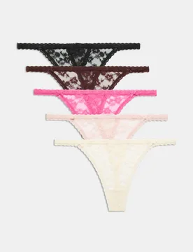 Pack Lace Tanga Thong Pink Mix female - M&S - FashionsVida