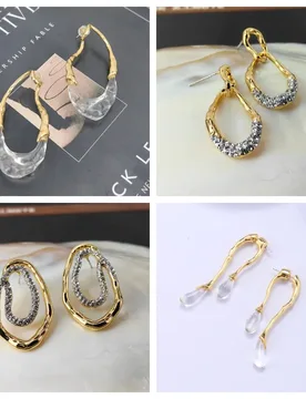French Designer 18K Gold Filled U Shape Natural White Crystal Drop Dangle Earring Two-tones Geometric Ear Hoop Statement Jewelry - Aliexpress - FashionsVida