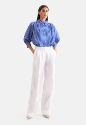 Bundfaltenhose aus 100% Leinen Weiß 44