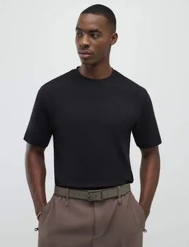 Slim Fit Pure Cotton T-Shirt Black male - River Island - FashionsVida