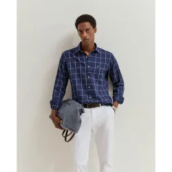 Camisa de hombre slim fit con estampado de cuadros
