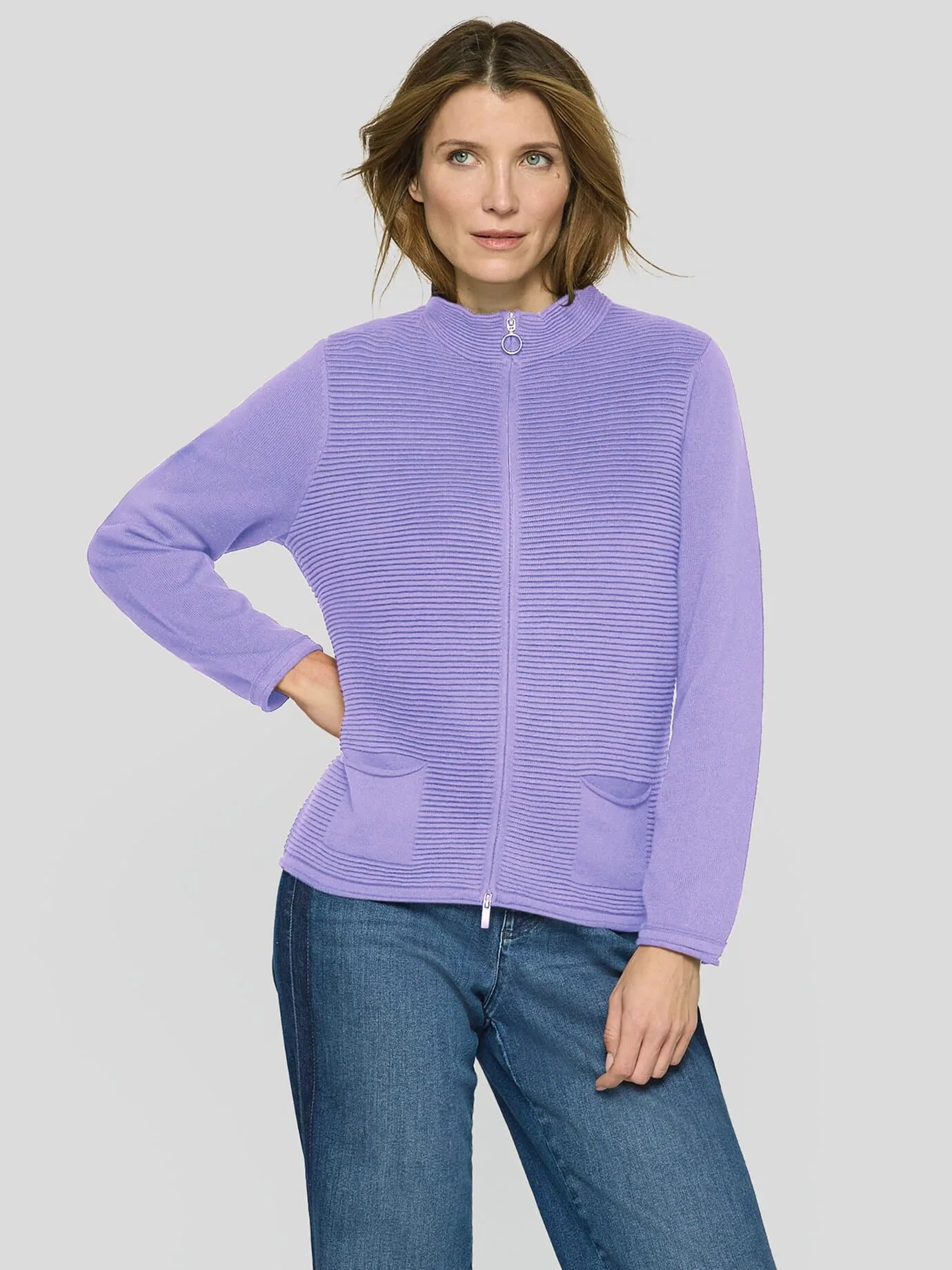 Strickjacke relax - Flieder - female - Size: 50 - RABE - FashionsVida