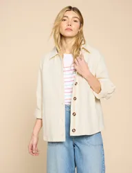 Denim Collared Relaxed Jacket Natural female