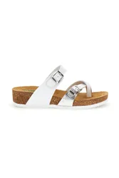 Ciabatte bianco argento sottopiede in vera pelle 293A312SR 41