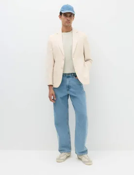 Tailored Fit Italian Performance Linen Blend Suit Jacket Stone male - Autograph - FashionsVida