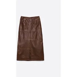 Falda midi piel lavada