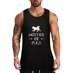Mother of Pugs - White Tank Top Plain Basic Tank Top Cotton Soft Sleeveless Tee