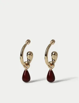 Natural Stone Drop Hoop Earrings Gold female - Autograph - FashionsVida