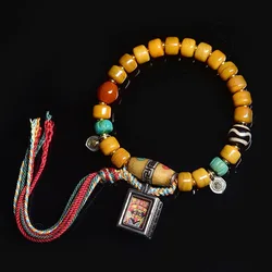 Natural camel bone single-loop Buddhist bead bracelet, Tibetan- cultural jewelry for men and women, ethnic style