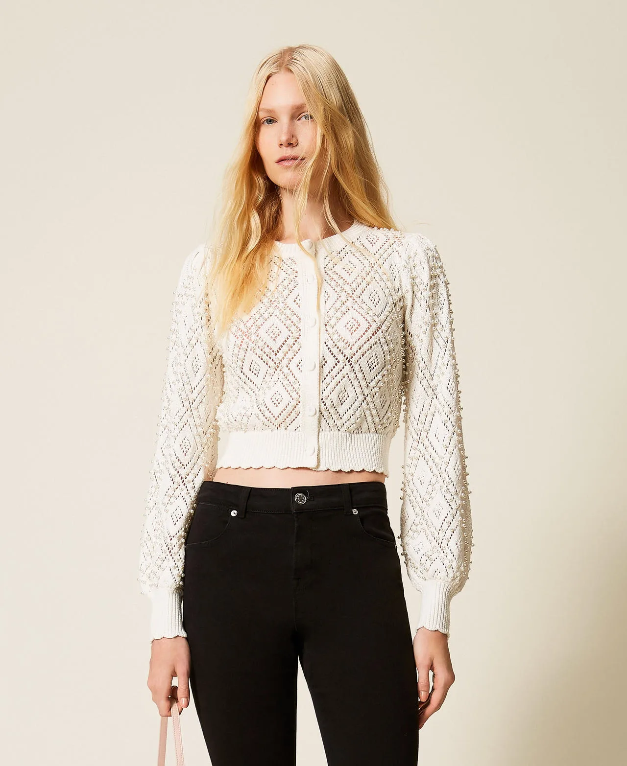 Cardigan avec losanges et perles - TWINSET - FashionsVida