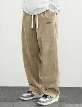 Pantalones rectos informales de hombre de pana estampada, holgados y versátiles para primavera y otoño - Shein - FashionsVida