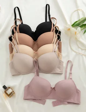Piezas Sujetador con aros a rayas francés, con almohadillas incorporadas, diseño cómodo de elevación y push-up, ligeramente elástico. Se recomien - Shein - FashionsVida