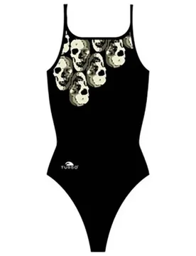 Skulls King Thin Strap Swimsuit Black 7-8 Years Girls - TURBO - FashionsVida