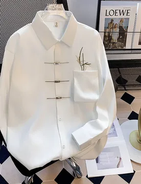 Spring Autumn KPOP Fashion Style Kawaii Slim Fit Ropa Hombre Loose Casual All Match Tops Square Neck Long Sleeve Button Blusa - Aliexpress - FashionsVida