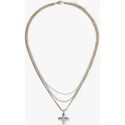 Collar de acero inoxidable doble con abalorio de cruz
