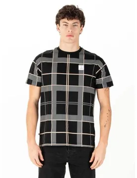 Mens Black Ecru Birdoswald Checkered T-Shirt - Male - Black - XX-Large - Luke 1977 - FashionsVida