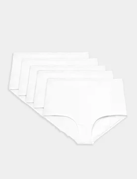 Pack Pure Cotton High Rise Shorts White female - M&S - FashionsVida