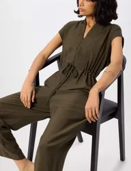 Drawstring Sleeveless Jumpsuit Khaki female