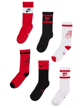 Kids Crew 6 Pack Unisex Socks - White - Size 2 - 5 - Cotton - White - Size: 2 - 5 - Nike - FashionsVida