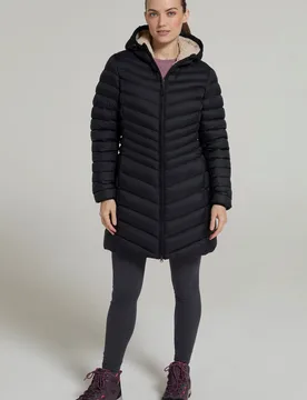 Florence' Womens Padded Jacket Fur Lined Water Resistant Coat Black Polyamide - Size 22 Uk - Mountain Warehouse - FashionsVida