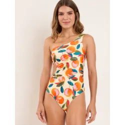 Bañador asimétrico de mujer estampado con relleno