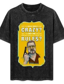 BIG LEBOWSKI- Walter Sobchak- Has the whole world gone crazy? T-Shirt Lightweight Basic Short Sleeve Shirt - Aliexpress - FashionsVida