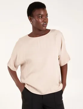Button Back Viscose Top - ONE / BEIGE - female - Blue Vanilla - FashionsVida
