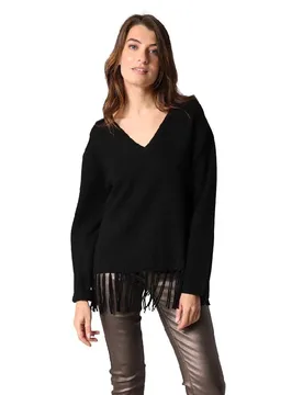 Pull à Col En V Beloane Black S - Deeluxe - FashionsVida