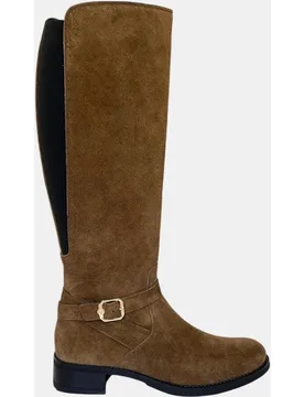 Botas de mujer en serraje con tacón plano - Luis Gonzalo - FashionsVida