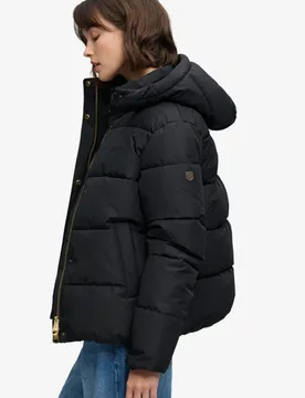 Superdry Damen Premium Steppjacke mit Kapuze Black - Größe: 40 - 139.99 - FashionsVida