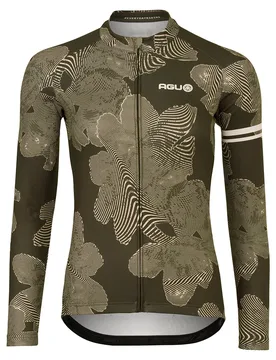 Maglia A Maniche Lunghe Striped Flower Essential Forest Green - AGU - FashionsVida