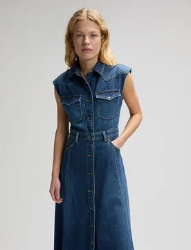 Vestido vaquero largo sin mangas - Lee - FashionsVida