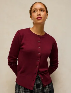 Lois Organic Cardi - Dark Plum - White stuff - FashionsVida
